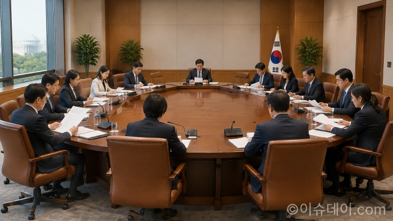 국회 문화체육관광위원회 국정감사 회의실에서 의원들이 서류를 검토하는 모습