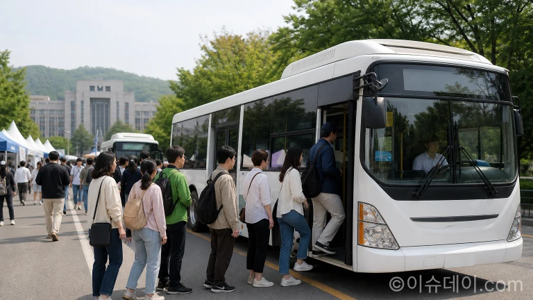 축제장과 연계 거점을 오가는 무료 순환 셔틀버스 승하차 구역