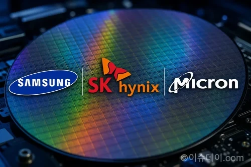 삼성전자, SK하이닉스, 마이크론의 기업 로고 이미지