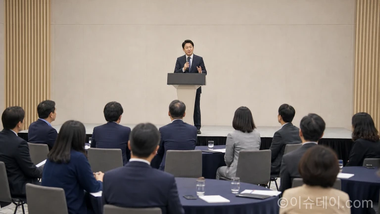 정부 관계자가 세제 개편안을 설명하는 정책 간담회 현장
