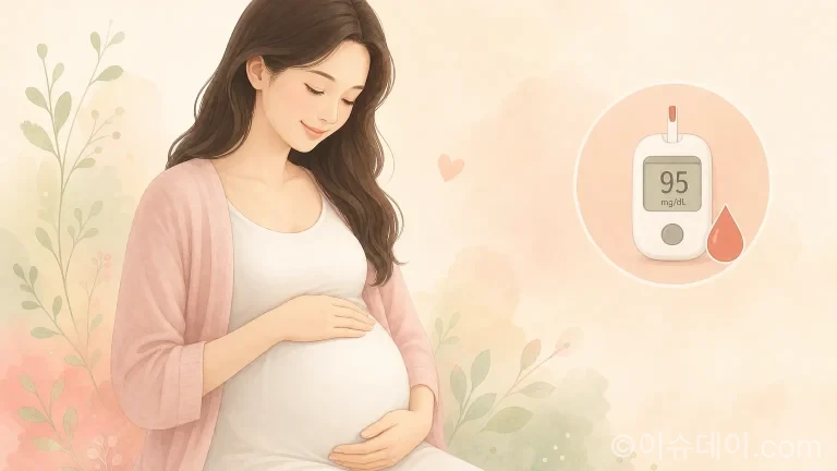 임신 중 혈당 관리를 상징하는 일러스트