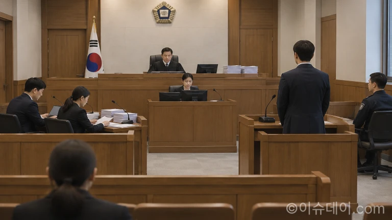 영장실질심사가 진행되는 법정 내부의 정갈한 모습