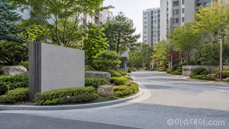 고척동 센츄리 단지 안내 표지석과 진입로 풍경