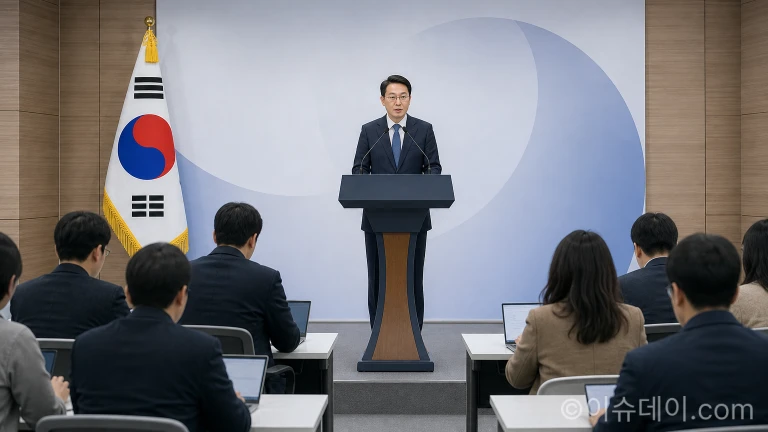 정부 관계자가 주택공급 정례 브리핑에서 발표하는 모습