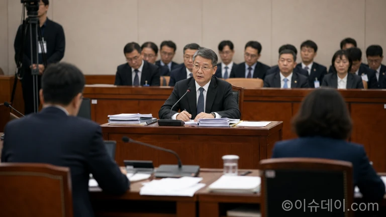 국회 국정감사장에서 기관장이 발언하는 장면