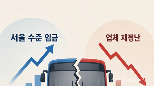 임금 인상 요구와 재정난 주장이 대립하는 인포그래픽