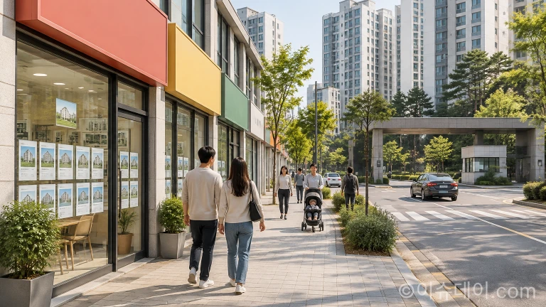 하안주공 단지 주변 상가와 거리 모습