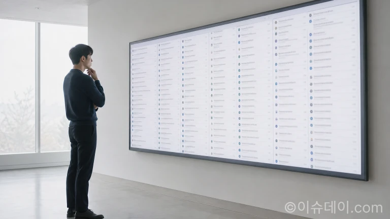 채용 공고 게시판을 유심히 살펴보는 구직자.
