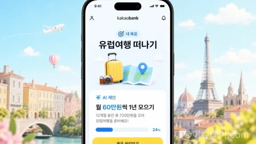 AI 목표적금, 카카오뱅크 인공지능 저축 코칭 기능 예시 화면