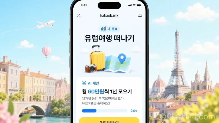 카카오뱅크 AI 목표적금의 인공지능 저축 코칭 기능 예시 화면
