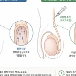 하이드로겔을 이용한 남성 피임법의 작용 원리를 보여주는 정관 단면도 일러스트