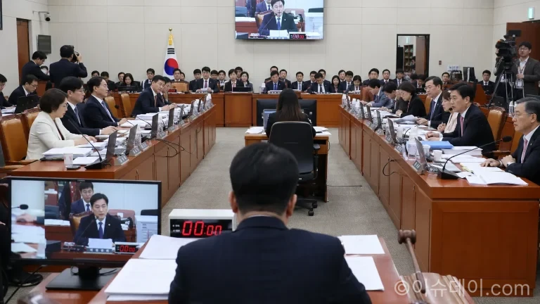국정감사장에서 국민연금 관련 질의가 오가는 모습