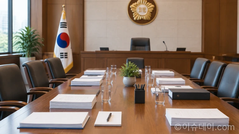 세무 감사 및 국회 질의 관련 회의실 내부