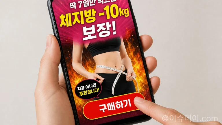 숏폼 형태의 온라인 부당광고를 보여주는 스마트폰 화면