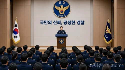 경찰청 내부 비위 근절 워크숍에서 발표하는 경찰 지휘부