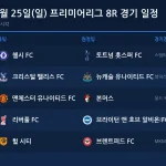 2026년 10월 25일(일) 프리미어리그 8R 경기 일정표
