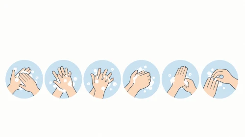 올바른 손씻기 6단계 방법을 보여주는 아이콘