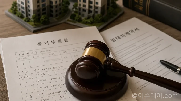 실거주 갱신거절 관련 대법원 판결을 상징하는 법봉과 서류