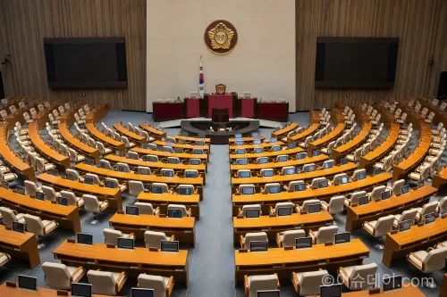 법안 논의가 이루어지는 대한민국 국회 본회의장 모습