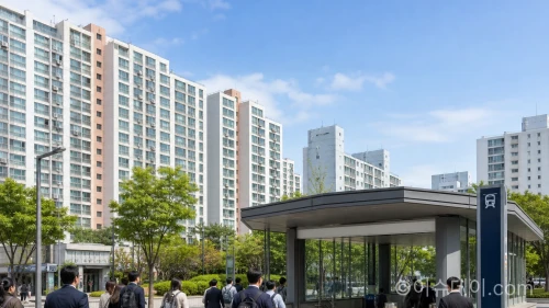 지하철역 인근에 위치한 서울 강북 지역의 아파트 단지 전경