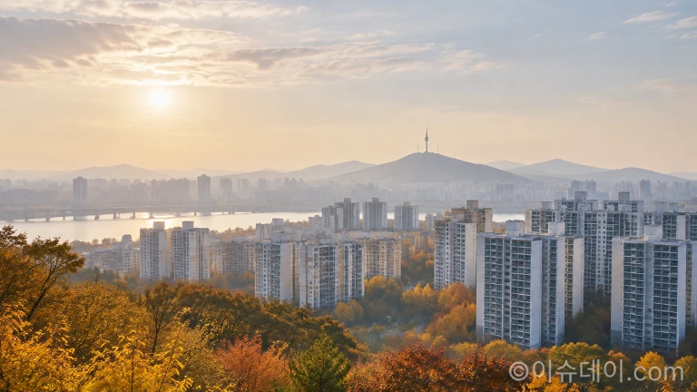 가을 하늘 아래 펼쳐진 서울 시내 아파트 단지 전경