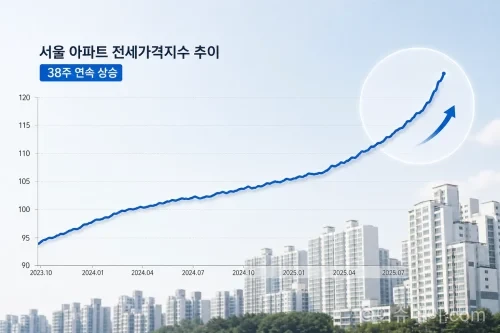 38주 연속 상승 중인 서울 아파트 전세가격지수 그래프