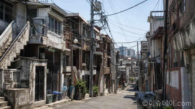 정비가 필요한 서울의 한 노후 저층주거지역 골목길 풍경