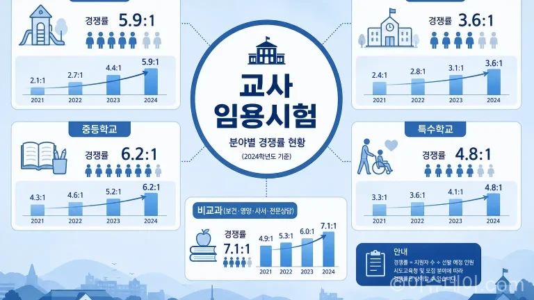 2027학년도 서울 공립 교사 임용시험 분야별 경쟁률 비교 인포그래픽