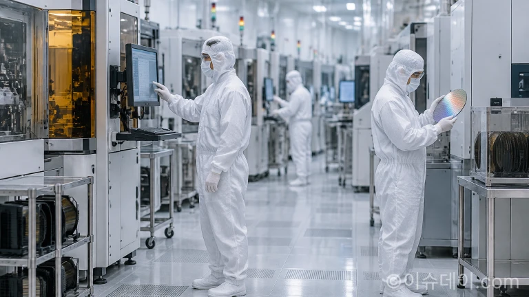 반도체 제조 생산 라인 점검 현장