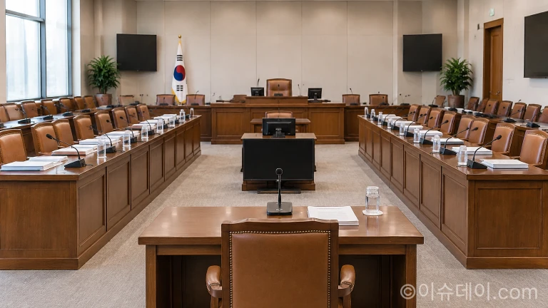 국회 정무위원회 국정감사가 열리는 회의실 내부 전경