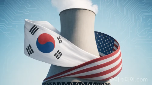 팀 코리아의 미국 웨스팅하우스 지분 투자를 상징하는 원자력 발전소 이미지