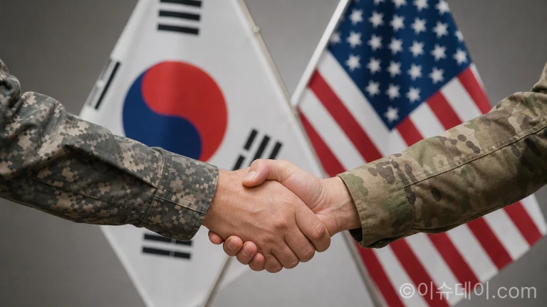 한미 군 관계자들이 악수하는 모습