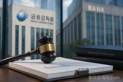 금융감독원의 결정을 상징하는 법봉과 서류