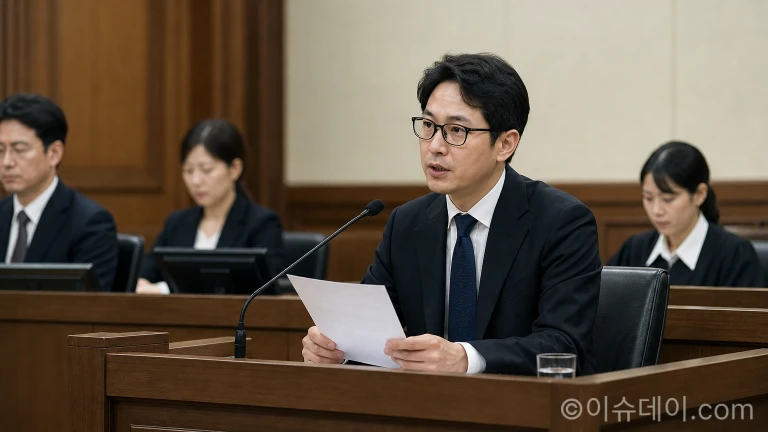 법정에서 구형 이유를 설명하고 있는 특별검사팀 검사